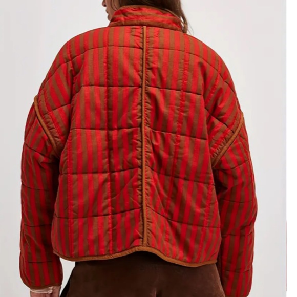 Jackets & Blazers - RESTOCKING 3/18 ! ♥️♥️♥️Boho rusty red and cocoa Striped Quilted Jacket